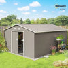 Outsunny 11′ x 13′ Outdoor Storage Shed, Garden Tool Metal Shed with Foundation Kit, Double Lockable Door, Air Vents and Slopings Roofs, for Backyard, Patio, Lawn, Light Grays