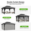 Patioslife Hardtop Pergola Gazebo Grey 10 ft×12 ft Aluminum Frame Galvanized Steel Roof