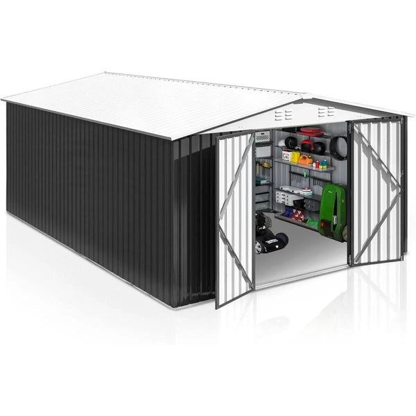 Patiowell 10 x 12 ft. Metal Outdoor Storage Shed, 119 sq. ft.