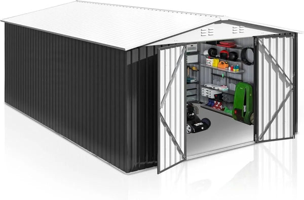 Patiowell 10 x 12 ft. Metal Outdoor Storage Shed, 119 sq. ft.