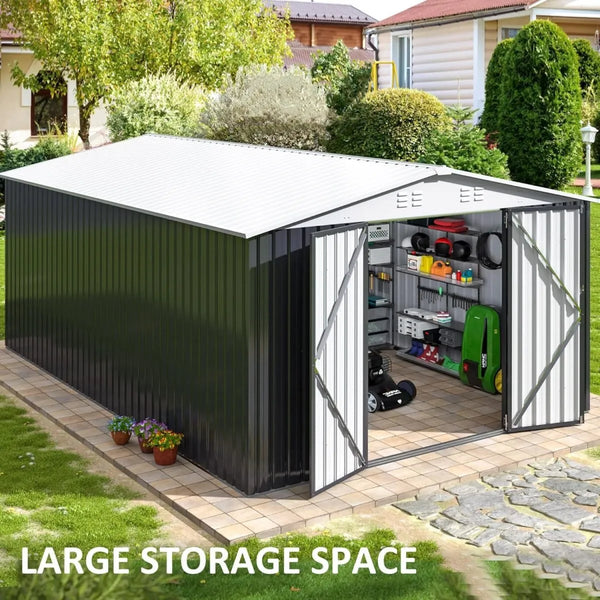 Patiowell 10 x 12 ft. Metal Outdoor Storage Shed, 119 sq. ft.