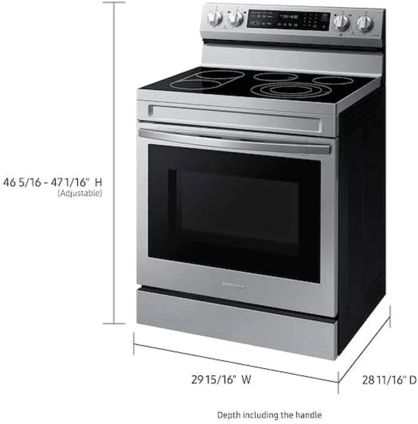 Samsung 6.3 cu. ft. Smart Freestanding Electric Range with No-Preheat Air Fry, Convection+, & Griddle, Stainless Steel NE63A6711SS