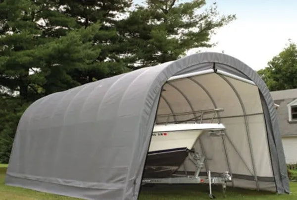 ShelterLogic 15 x 28 x 12 ft. Round Top Portable Garage Shelter, Gray