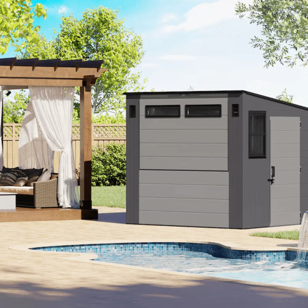 Suncast 8 ft. x 7 ft. Cabana Entertainment Resin Shed with Floor