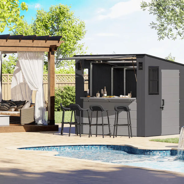 Suncast 8 ft. x 7 ft. Cabana Entertainment Resin Shed with Floor