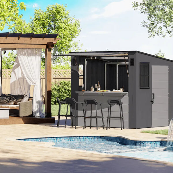 Suncast Cabana 8 x 7 ft. Resin Entertainment Storage Shed with Floor