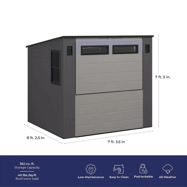 Suncast Cabana 8 x 7 ft. Resin Entertainment Storage Shed with Floor