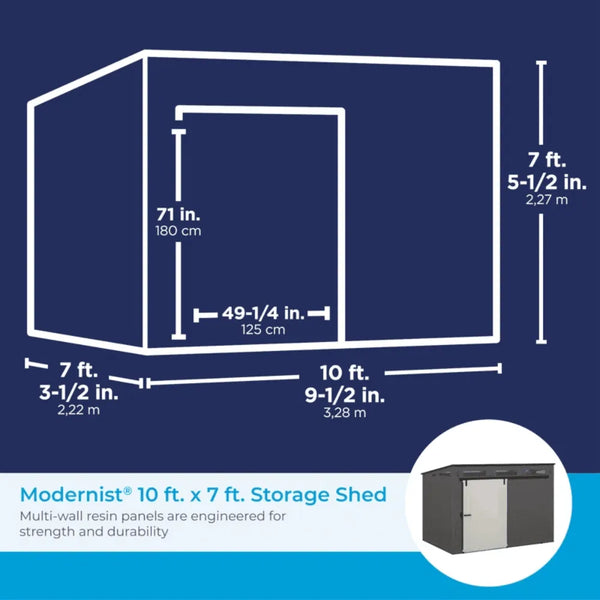 Suncast Modernist 10 ft. x 7 ft. Barn Door Resin Storage Shed