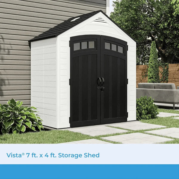 Suncast Vista 7 ft. x 4 ft. Resin Standard Modern Storage Shed with Floor Kit