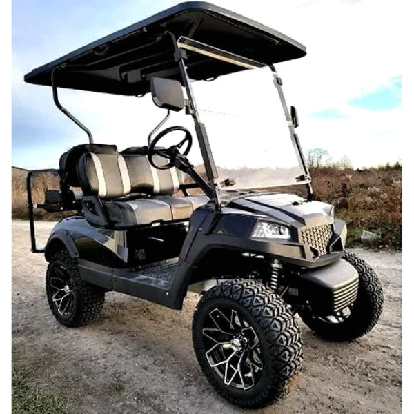 Terminator 48V Electric Golf Cart – Four Seater with Flip Seat and Custom Rims, Black