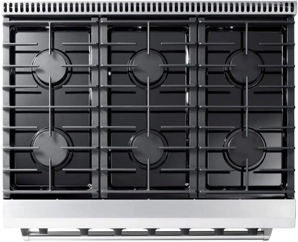 Thor Kitchen LRG3601U 36-Inch Professional Freestanding Gas Range with Convection Oven, Stainless Steel