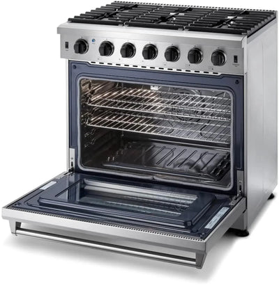 Thor Kitchen LRG3601U 36-Inch Professional Freestanding Gas Range with Convection Oven, Stainless Steel