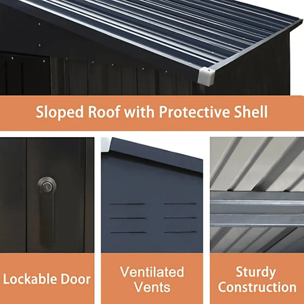 Veikous 8 x 12 Foot Outdoor Storage Shed with Lockable Door and Vents
