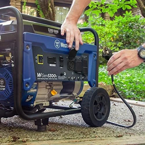 Westinghouse 6600 Peak Watt Home Backup Portable Generator, Transfer Switch Ready 30A Outlet, RV Ready 30A Outlets.
