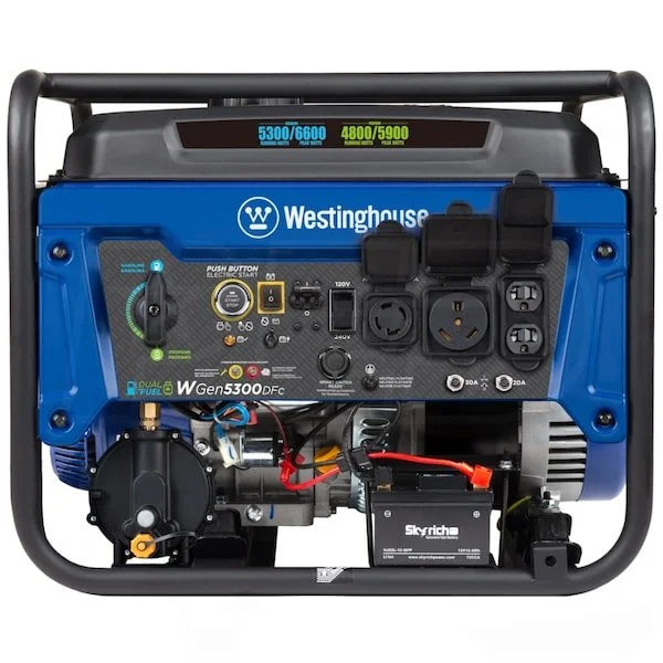 Westinghouse WGen5300DFc – 5300 Watt Electric Start Dual-Fuel Portables Generators w/ Wireless Remote Start, RV Outlet & CO Sensor (49-State)
