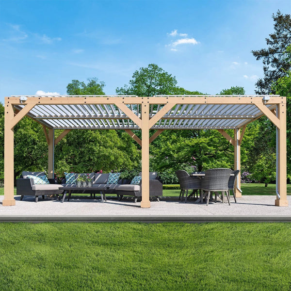 Yardistry 10×20 ft Natural Cedar Wooden Louvered Pergola