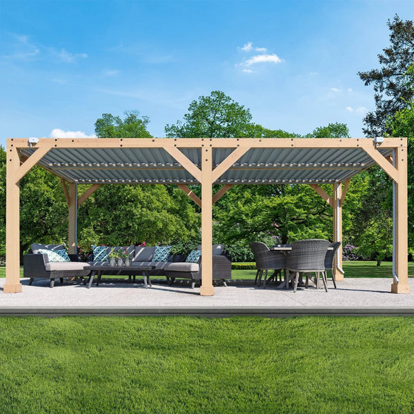 Yardistry 10×20 ft Natural Cedar Wooden Louvered Pergola