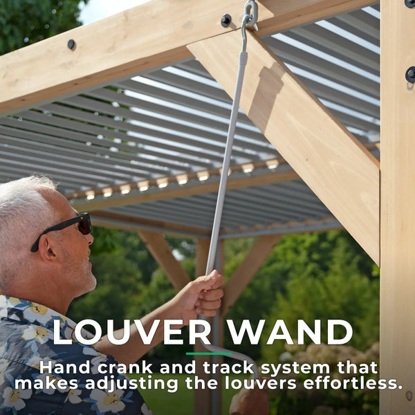 Yardistry 10×20 ft Natural Cedar Wooden Louvered Pergola