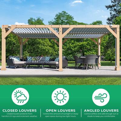 Yardistry 10×20 ft Natural Cedar Wooden Louvered Pergola