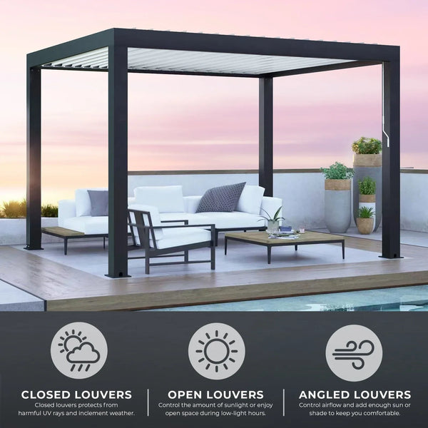 Yardistry Aluminum Louvered Pergola 12×12 ft