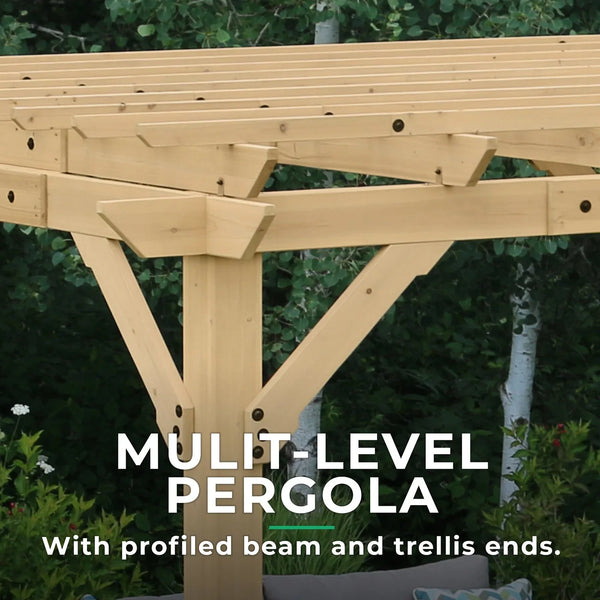 Yardistry Meridian Pergola Natural Cedar 10 ft×22 ft