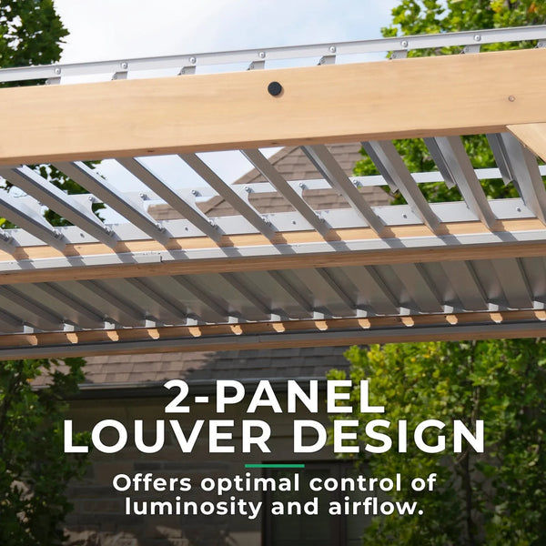 Yardistry Structures 10×12 Ft Cedar Wood Louvered Pergola, Natural Cedar