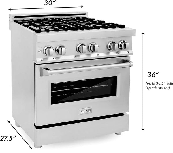 ZLINE 30-Inch Legacy Dual Fuel Range with Gas Cooktop & Electric Convection Oven, Stainless Steel (RA30)
