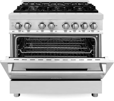 ZLINE 36 in. 4.6 cu. ft. Legacy Dual Fuel Range with 6 Burner Gas Cooktop and Electric Convection Oven in Stainless Steel (RA36)