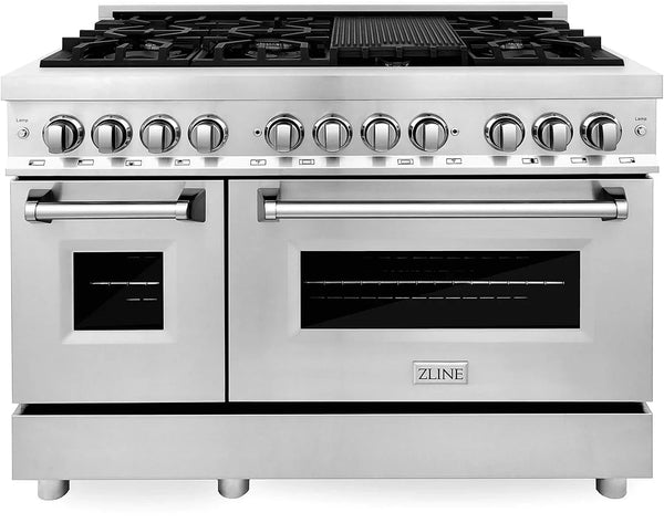 ZLINE 48-Inch Legacy Series Dual Fuel Range with 7 Burner Gas Cooktop and Electric Convection Oven, Stainless Steel (RA48)