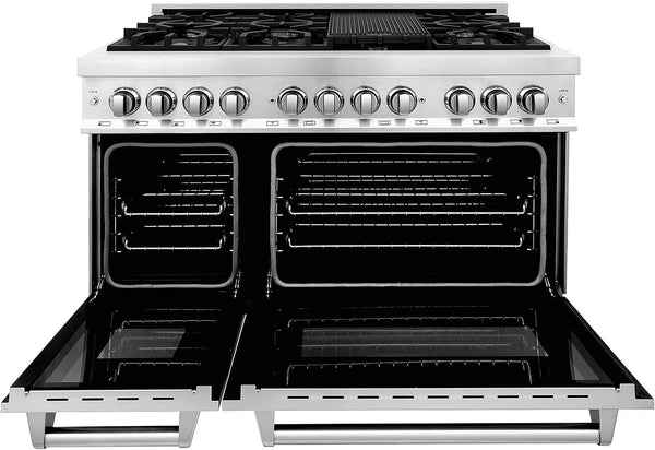 ZLINE 48-Inch Legacy Series Dual Fuel Range with 7 Burner Gas Cooktop and Electric Convection Oven, Stainless Steel (RA48)