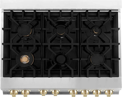 ZLINE Autograph Edition 36 Inch 4.6 Cu. Ft. Dual Fuel Range with Gold Accents, RAZ-36-G