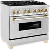 ZLINE Autograph Edition 36 Inch 4.6 Cu. Ft. Dual Fuel Range with Gold Accents, RAZ-36-G