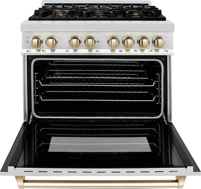 ZLINE Autograph Edition 36 Inch 4.6 Cu. Ft. Dual Fuel Range with Gold Accents, RAZ-36-G