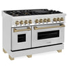 ZLINE Autograph Edition 48″ 6.0 cu. ft. Dual Fuel Range with Gas Cooktop and Electric Oven, Champagne Bronze Accents