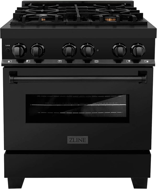 ZLINE Legacy 30-inch 4.0 Cu. Ft. Dual Fuel Range with Brass Burners, Black Stainless Steel (RAB-BR-30)