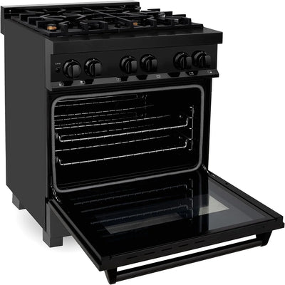 ZLINE Legacy 30-inch 4.0 Cu. Ft. Dual Fuel Range with Brass Burners, Black Stainless Steel (RAB-BR-30)