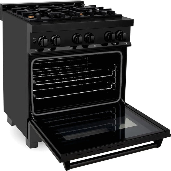 ZLINE Legacy 30-inch 4.0 Cu. Ft. Dual Fuel Range with Brass Burners, Black Stainless Steel (RAB-BR-30)
