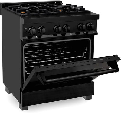 ZLINE Legacy 30-inch 4.0 Cu. Ft. Dual Fuel Range with Brass Burners, Black Stainless Steel (RAB-BR-30)