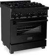ZLINE Legacy 30-inch 4.0 Cu. Ft. Dual Fuel Range with Brass Burners, Black Stainless Steel (RAB-BR-30)