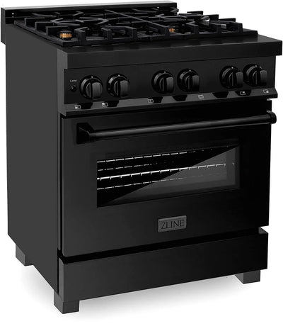 ZLINE Legacy 30-inch 4.0 Cu. Ft. Dual Fuel Range with Brass Burners, Black Stainless Steel (RAB-BR-30)