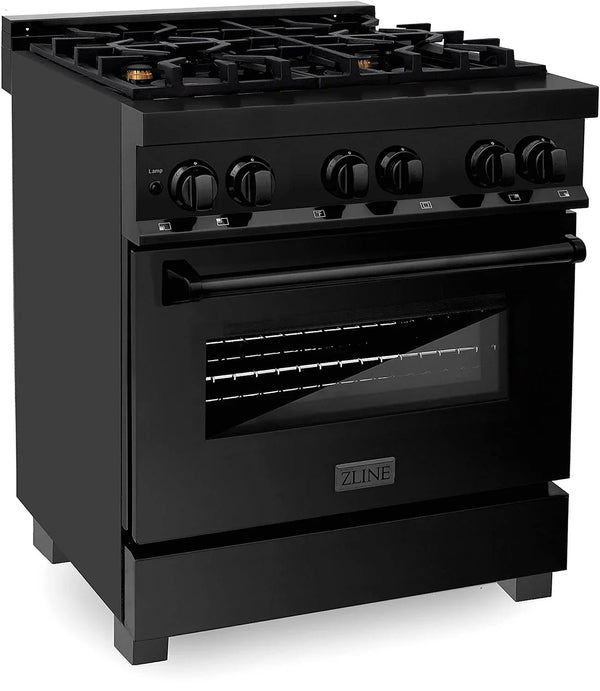 ZLINE Legacy 30-inch 4.0 Cu. Ft. Dual Fuel Range with Brass Burners, Black Stainless Steel (RAB-BR-30)