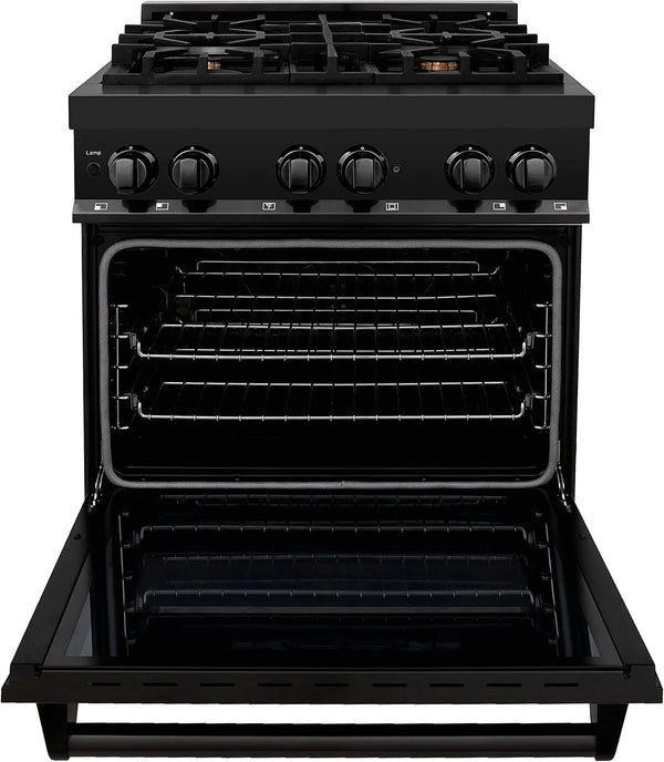 ZLINE Legacy 30-inch 4.0 Cu. Ft. Dual Fuel Range with Brass Burners, Black Stainless Steel (RAB-BR-30)