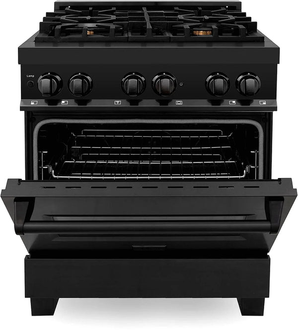 ZLINE Legacy 30-inch 4.0 Cu. Ft. Dual Fuel Range with Brass Burners, Black Stainless Steel (RAB-BR-30)