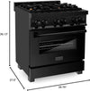ZLINE Legacy 30-inch 4.0 Cu. Ft. Dual Fuel Range with Brass Burners, Black Stainless Steel (RAB-BR-30)