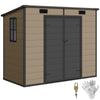 Outsunny 8′ x 4′ Outdoor Storage Shed Light Brown Resin