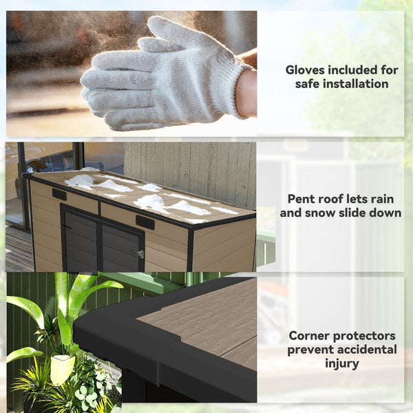 Outsunny 8′ x 4′ Outdoor Storage Shed Light Brown Resin