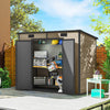 Outsunny 8′ x 4′ Outdoor Storage Shed Light Brown Resin