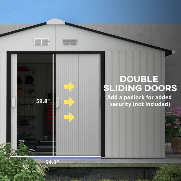 Outsunny Outdoor Storage Shed White 11′ x 13′ Galvanized Steel