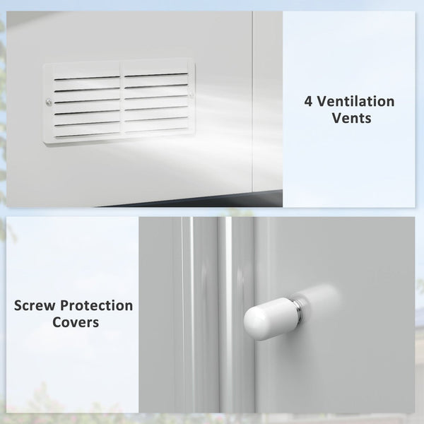 Outsunny Outdoor Storage Shed White 11′ x 13′ Galvanized Steel