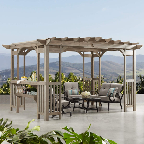 Yardistry Structures 10×14 Madison Cedar Pergola Timber Gray